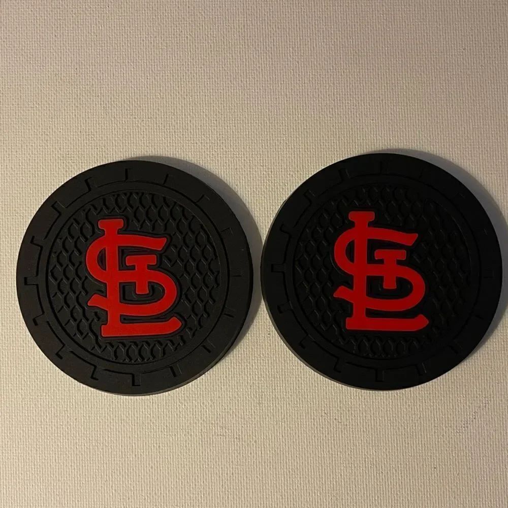 MLB St Lewis Cardinals cup Coasters in black and red Set of 2 NWT